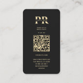 Modern Elegant Monogram P Bloemen Zwart Goud Visitekaartje (Achterkant)