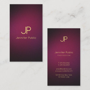 Modern Elegant Monogram Professionele Wijnkleur Visitekaartje