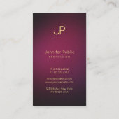 Modern Elegant Monogram Professionele Wijnkleur Visitekaartje (Achterkant)