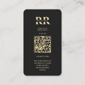Modern Elegant Monogram R Bloemen Zwart Goud Visitekaartje (Achterkant)
