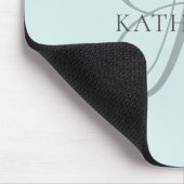Modern Elegant Monogram Script Aqua Blue Muismat (Hoek)