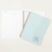 Modern Elegant Monogram Script Aqua Blue Planner (Display)