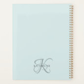 Modern Elegant Monogram Script Aqua Blue Planner (Achterkant)