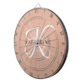 Modern Elegant Monogram Script Blush Roze Dartbord (Voorkant Rechts)