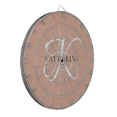 Modern Elegant Monogram Script Blush Roze Dartbord (Voorkant Links)