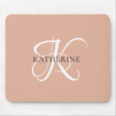 Modern Elegant Monogram Script Blush Roze Muismat (Voorkant)