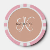 Modern Elegant Monogram Script Blush Roze Poker Chips (Voorkant)