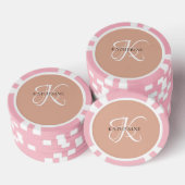 Modern Elegant Monogram Script Blush Roze Poker Chips (Opstapeling)