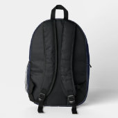 Modern Elegant Monogram Script Navy Blauw Bedrukte Rugzak (Achterkant)
