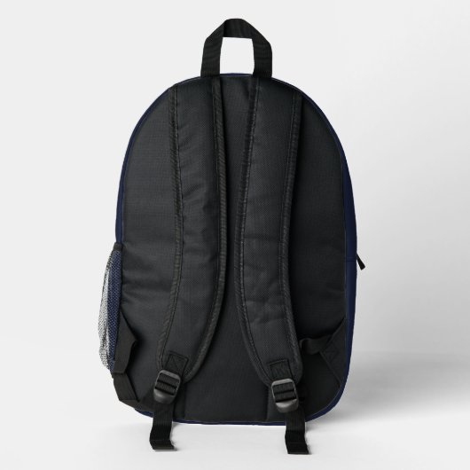 Modern Elegant Monogram Script Navy Blauw Bedrukte Rugzak (Achterkant)