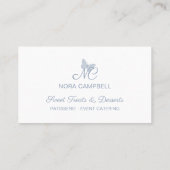Modern Elegant Monogram Stoffige Blauwe Vlinder Visitekaartje (Achterkant)