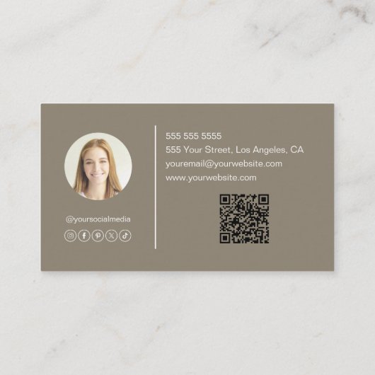 Modern Elegant Monogram Taupe Professional Visitekaartje (Achterkant)