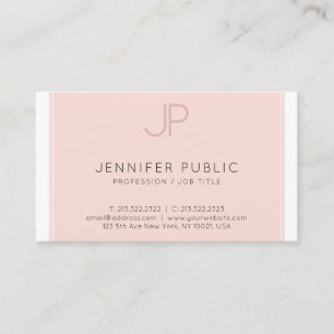 Modern Elegant Monogram Trendy Blush Pink Luxury Visitekaartje