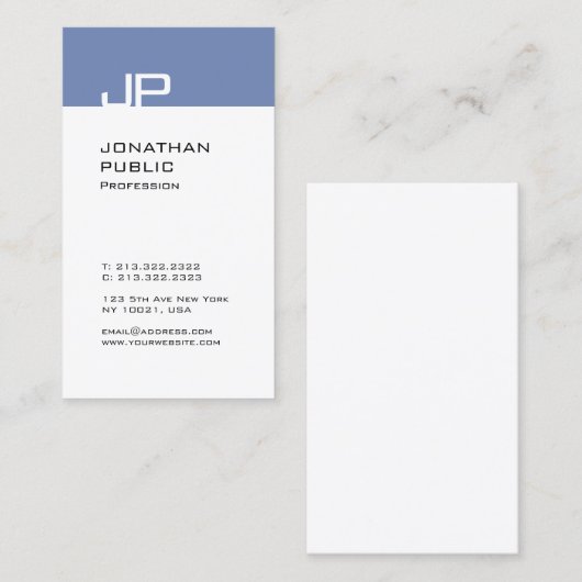 Modern elegant monogram, Trendy Simple Design Plai Visitekaartje (Voorkant / Achterkant)