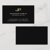 Modern Elegant Monogram Zwart Goud Ontwerp Visitekaartje (Voorkant / Achterkant)