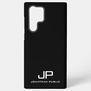 Modern Elegant Monogram Zwart-wit Best Samsung Galaxy Hoesje