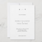 Modern Elegant Monogram Zwart-wit Bruiloft Kaart (Voorkant)