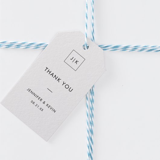 Modern Elegant Monogrammed Minimalist Dank u Cadeaulabel