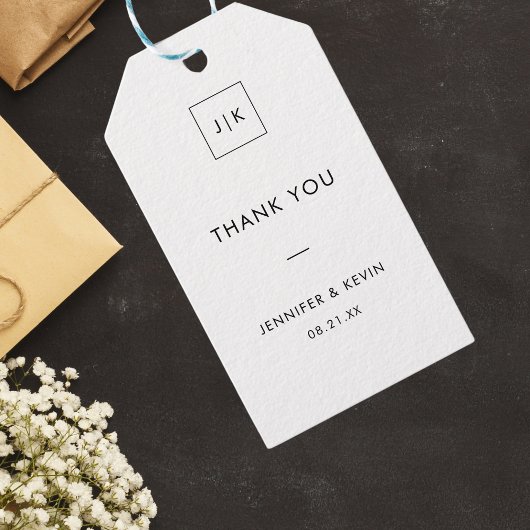 Modern Elegant Monogrammed Minimalist Dank u Cadeaulabel