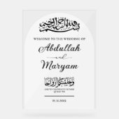 Modern Elegant Moslim Islamitisch Bruiloft Welkom Acryl Bord (Voorkant)