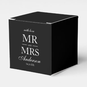 Modern Elegant Mr en Mrs Wedding Black Bedankdoosjes