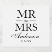 Modern Elegant Mr. en Mrs. Wedding Sparkling Wijnetiket (Enkel label)