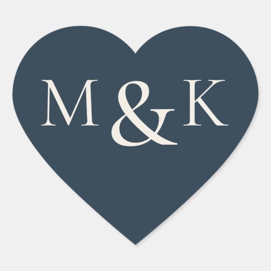 Modern Elegant Name Initiaal Wedding Verloving Hart Sticker (Voorkant)
