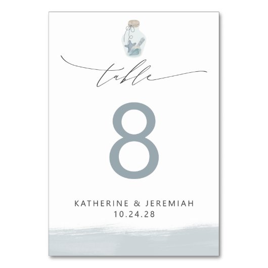 Modern Elegant Nautical Seashell Script Bruiloft Kaart (Achterkant)