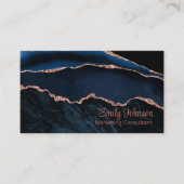 Modern Elegant Navy Blue Agaat Roos Gouden Glitter Visitekaartje (Voorkant)