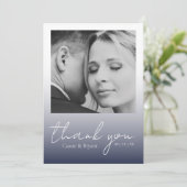 Modern Elegant Navy Blue Chic Wedding Dank je Bedankkaart (Staand voorkant)