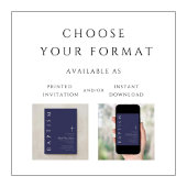 Modern Elegant Navy Blue Cross Doop Kaart