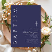 Modern Elegant Navy Blue Cross Doop Kaart