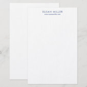 Modern Elegant Navy Blue Personal Stationery Briefpapier (Voorkant / Achterkant)