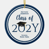 Modern Elegant Navy Blue Typography Afstuderen Keramisch Ornament (Voorkant)
