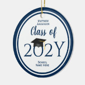 Modern Elegant Navy Blue Typography Afstuderen Keramisch Ornament (Links)