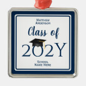 Modern Elegant Navy Blue Typography Afstuderen Metalen Ornament (Voorkant)