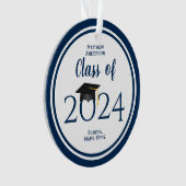 Modern Elegant Navy Blue Typography Afstuderen Ornament (voorkant)