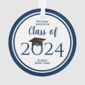 Modern Elegant Navy Blue Typography Afstuderen Ornament (achterkant)