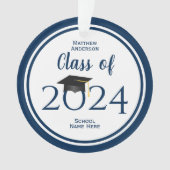 Modern Elegant Navy Blue Typography Afstuderen Ornament (voorkant)