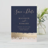 Modern Elegant, Navy, Gold Foil Kaart (Staand voorkant)