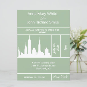 Modern Elegant New York City Skyline Uitnodiging