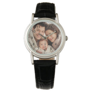 Modern Elegant Newly Wed Wedding Photo Jubileum Horloge