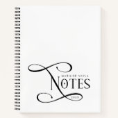 Modern Elegant Notes Personalized Black White Notitieboek (Voorkant)