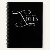 Modern Elegant Notes Personalized Black White  Notitieboek (Voorkant)