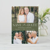 Modern Elegant Olive Green 3 foto QR-code Save The Date (Staand voorkant)