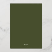 Modern Elegant Olive Green Couple's Douche Folie Uitnodiging (Achterkant)