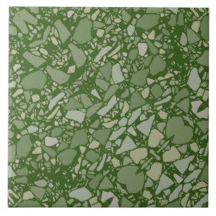 Modern Elegant Olive Green Terrazzo Effect Tegel Tegeltje