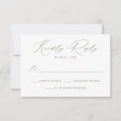 Modern Elegant Olive Groen Script Bruiloft RSVP Kaartje (Voorkant)