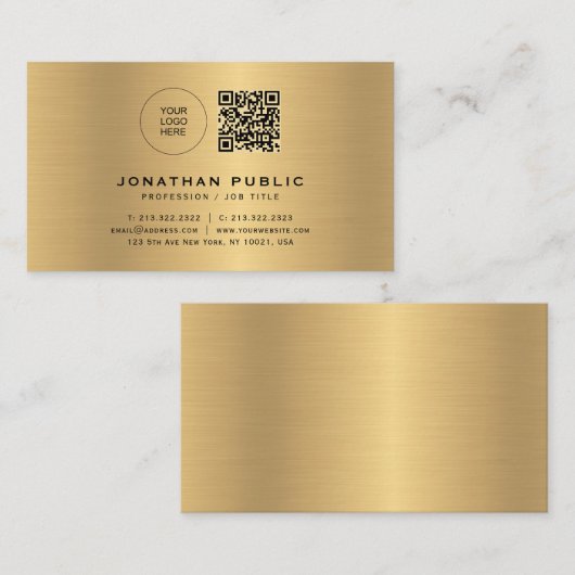 Modern Elegant Ontwerp Uw Custom Text Gold Visitekaartje (Voorkant / Achterkant)