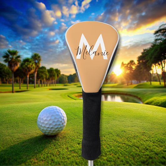Modern Elegant oranje monogram Golfheadcover
